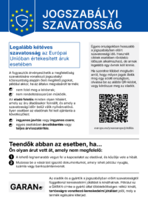 Jogszabályi szavatosság – az Európai Unió harmonizált tájékoztatója a fogyasztók szavatossági jogairól